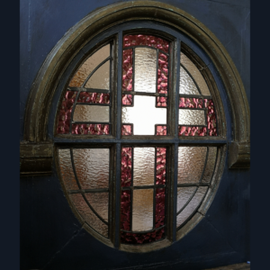 round cross stained glass window for door