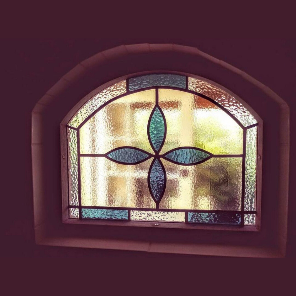 simple flower stained glass window