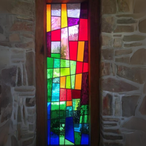 coloured shapes astract stained glass windows