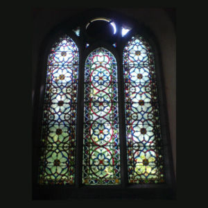 Intricate stained glass at Holy Trinity, Roscommon