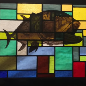 glentana painted fish stained glass window