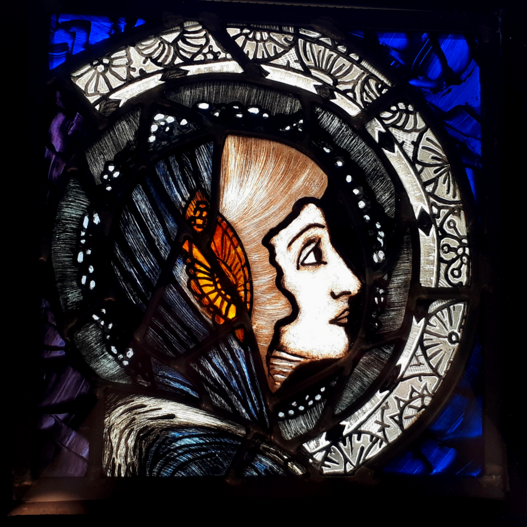 painted copy of Harry Clarke Stained Glass Portrait